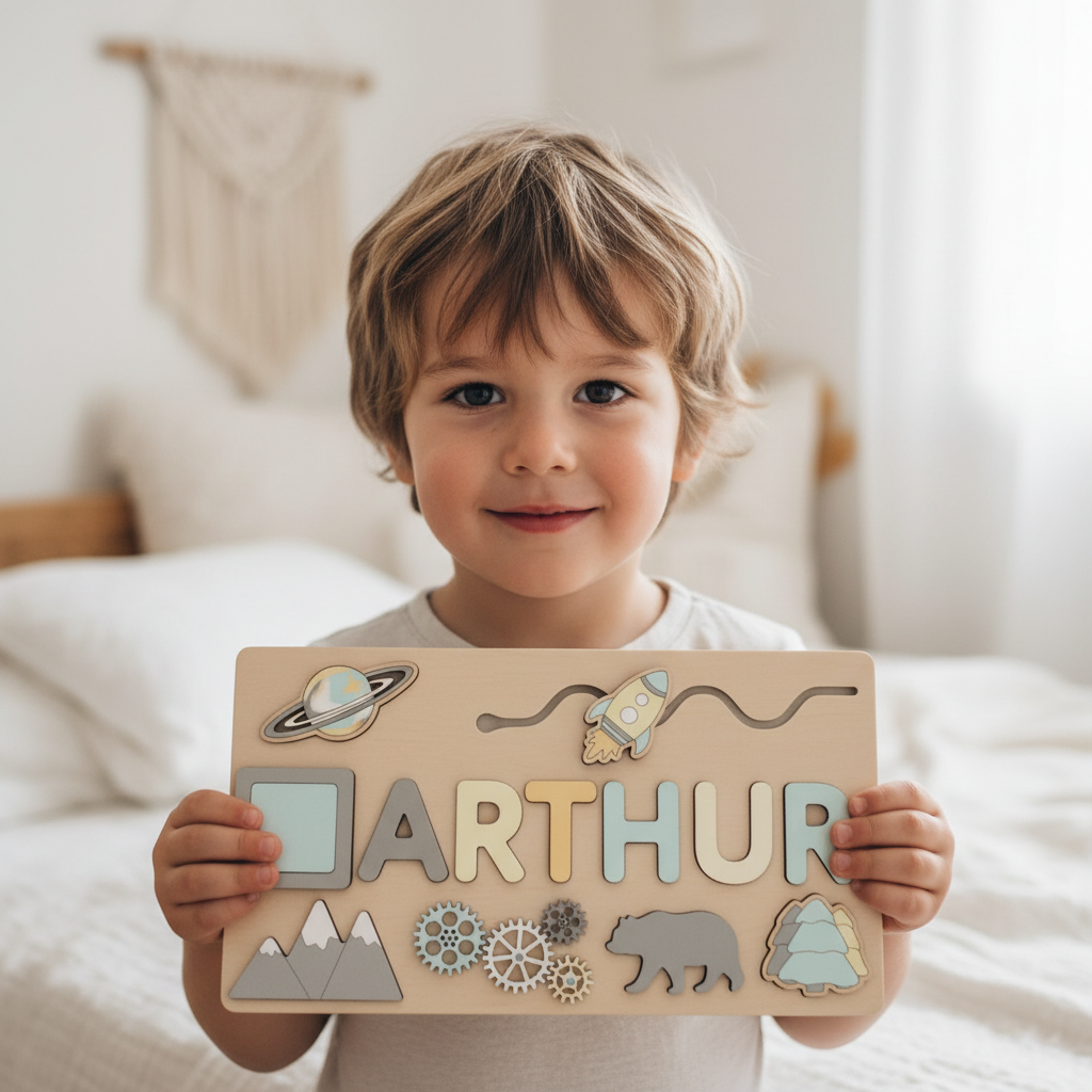 Puzzle en bois personnalisé avec prénom - Un souvenir unique
