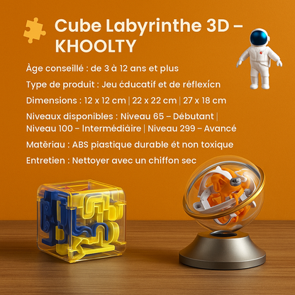 Boule labyrinthe 3D KHOOLTY – Le défi qui booste la logique™