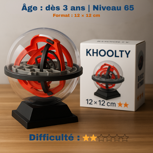 Boule labyrinthe 3D KHOOLTY – Le défi qui booste la logique™