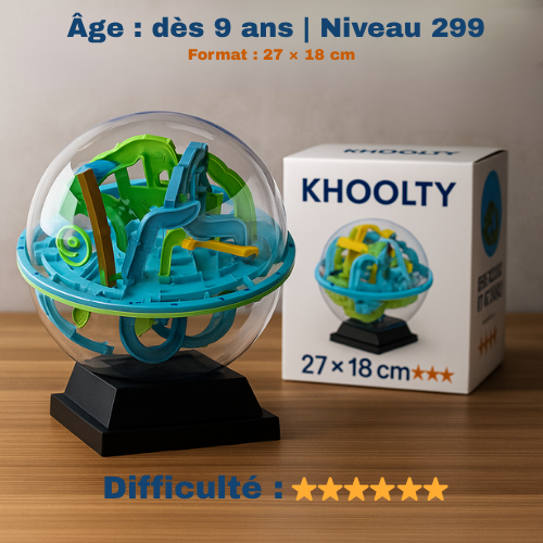 Boule labyrinthe 3D KHOOLTY – Le défi qui booste la logique™