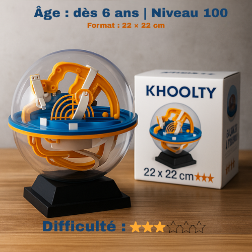 Boule labyrinthe 3D KHOOLTY – Le défi qui booste la logique™