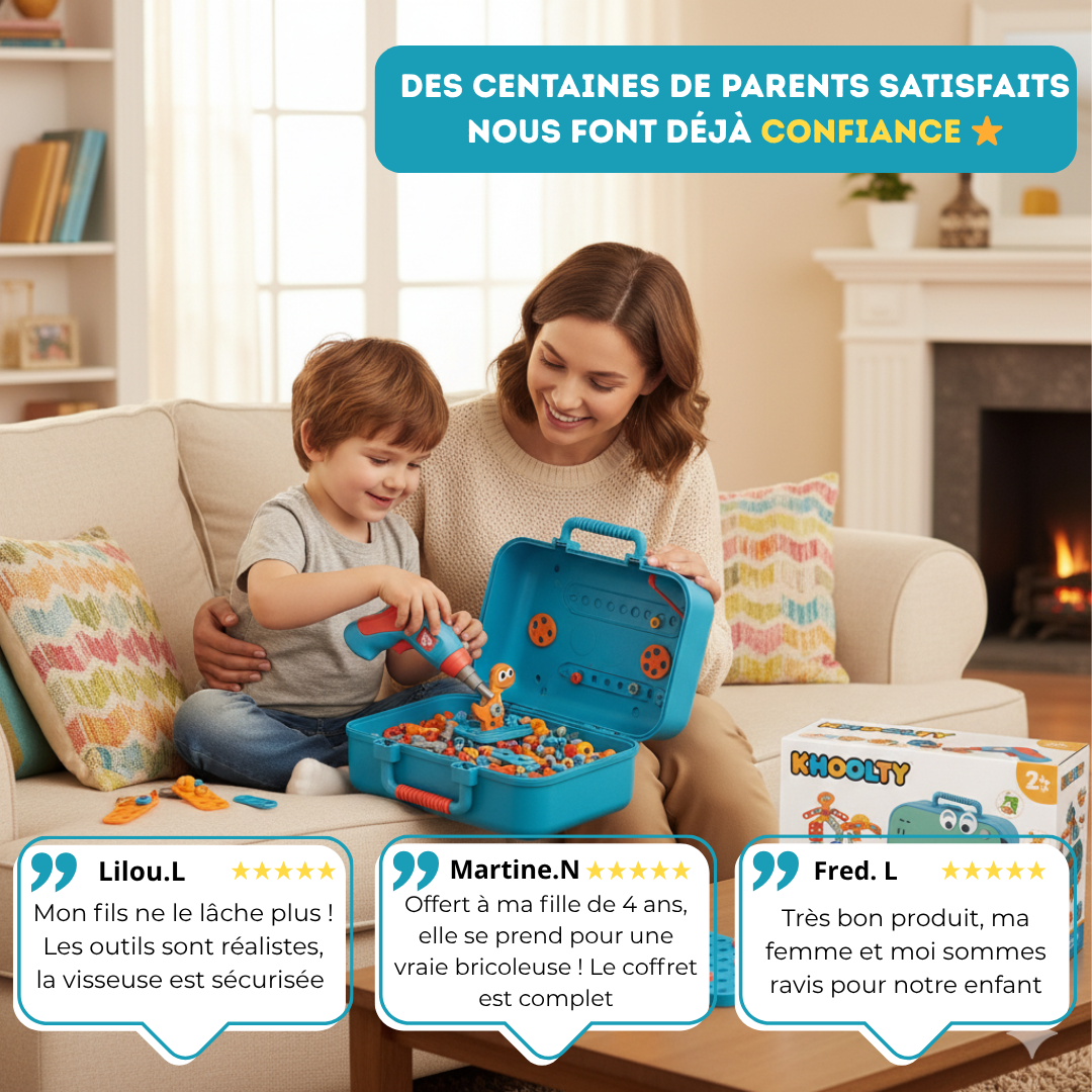 Boîte à outils munie d’une visseuse à piles - Khoolty™