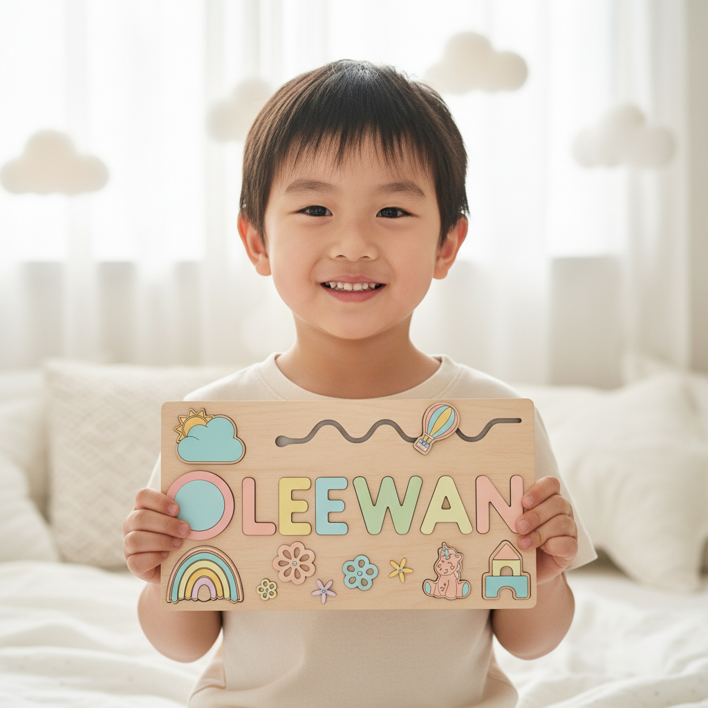 Puzzle en bois personnalisé avec prénom - Un souvenir unique